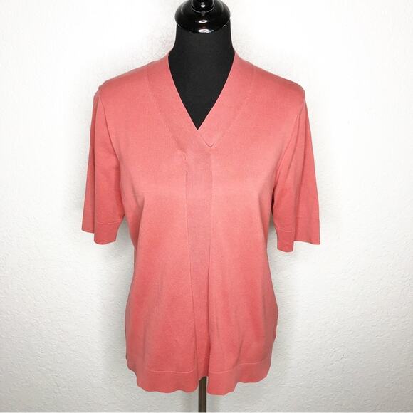 Pendleton coral orange silk blend v neckline sweater size Large - Picture 1 of 13